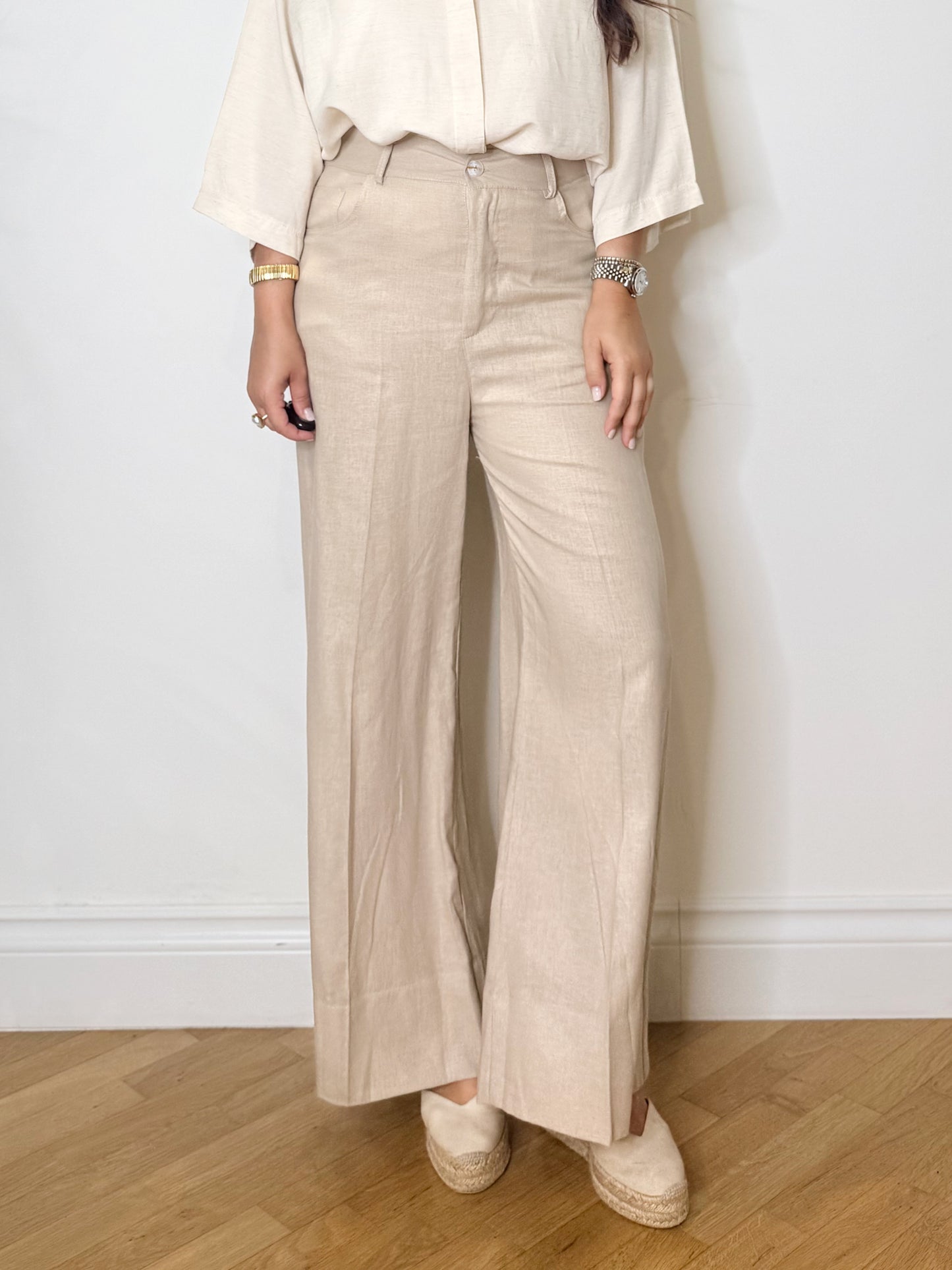 Pantalone palazzo misto lino