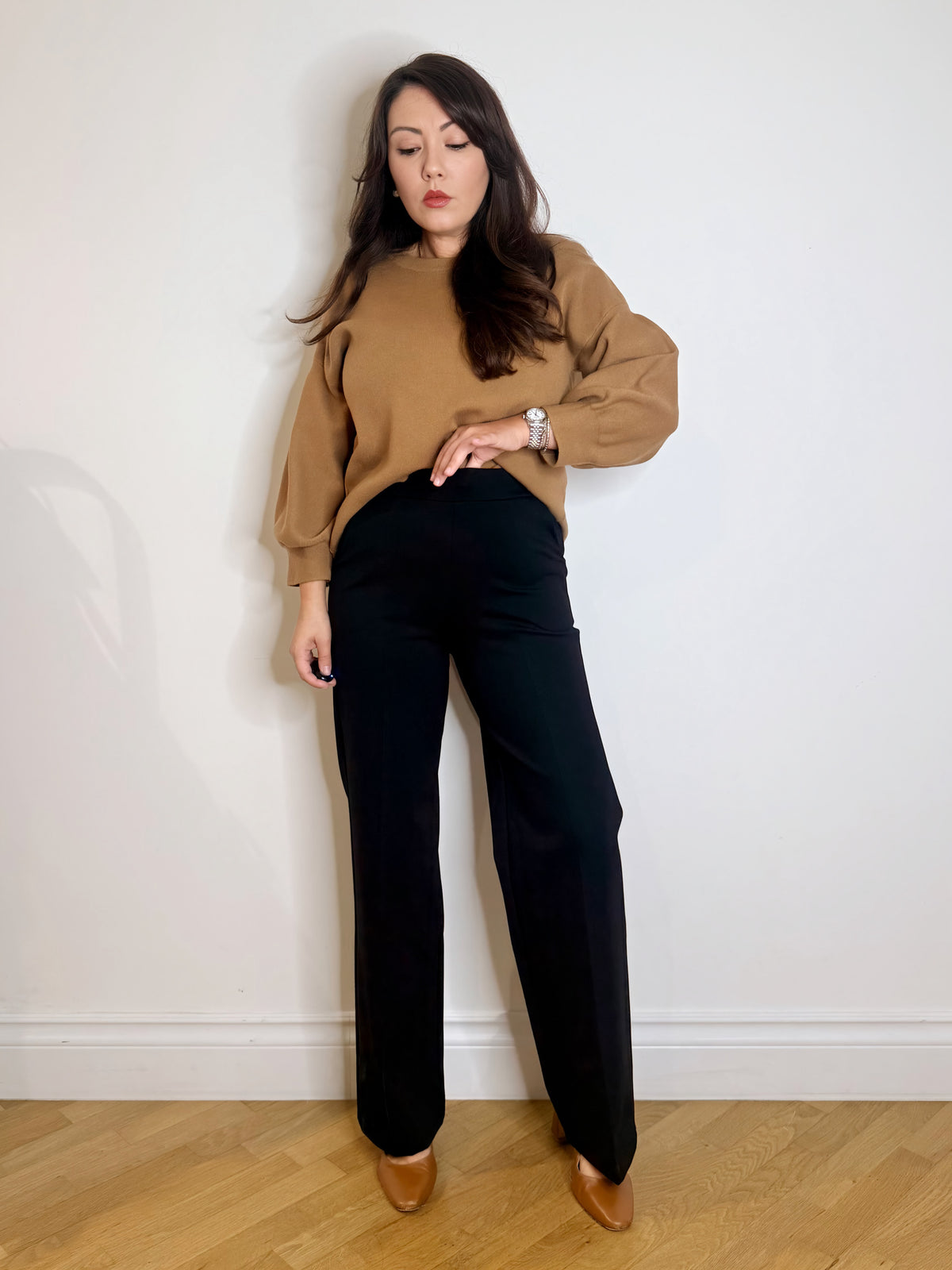 Pantalone palazzo in punto Milano nero