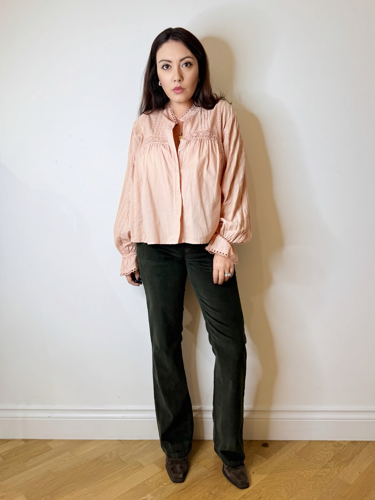 Camicia bohemien rosa tenue