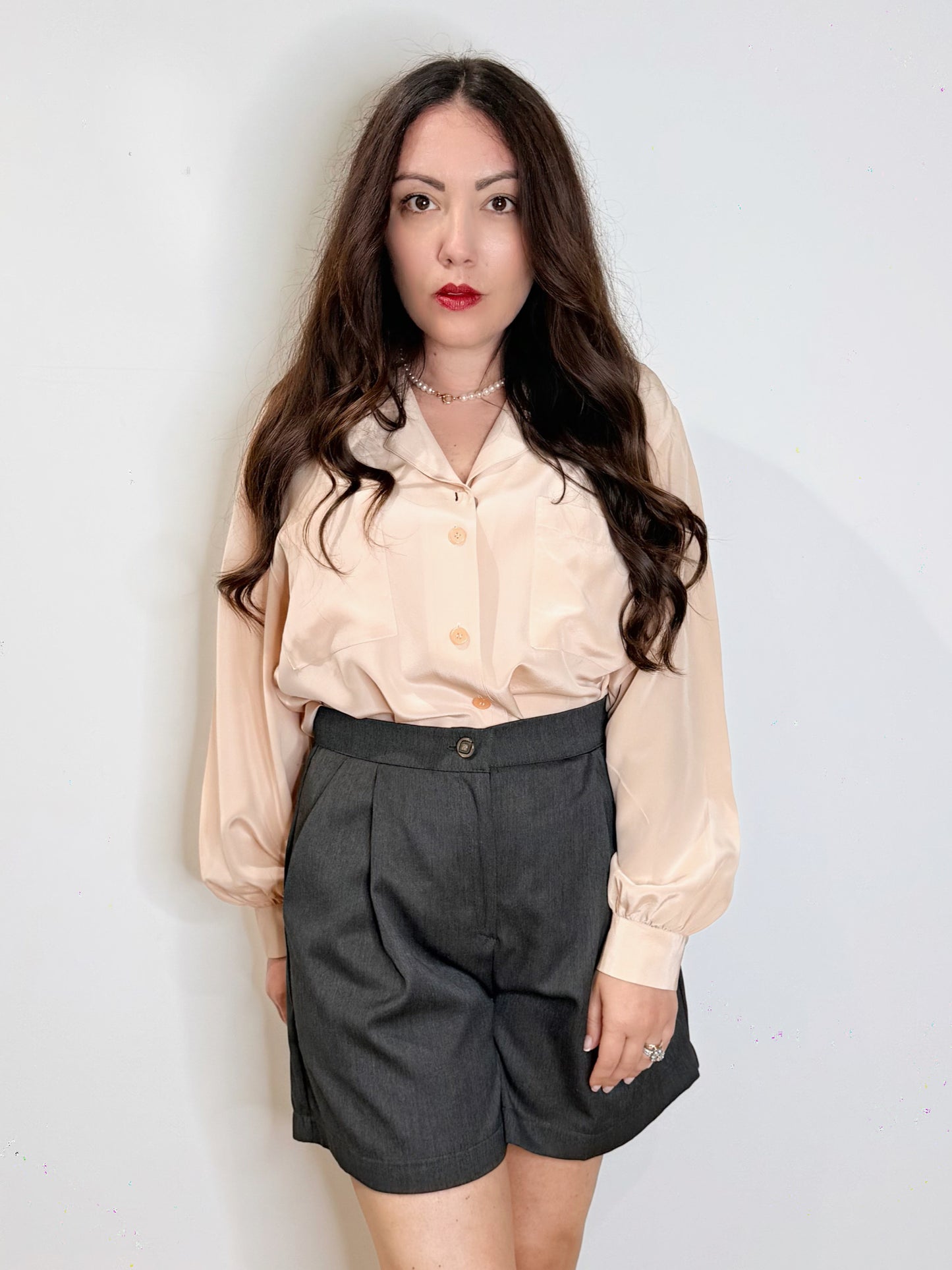 Camicia in pura seta rosa cipria