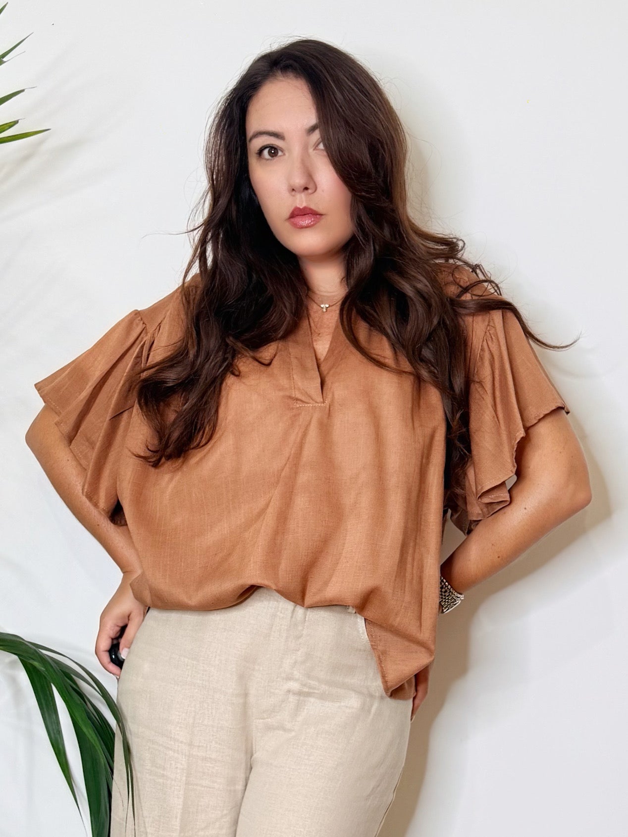 Blusa over misto lino