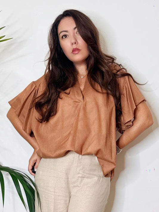 Blusa over misto lino