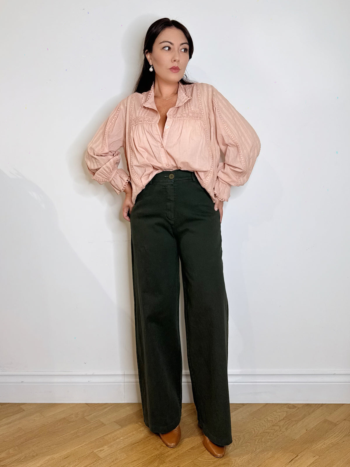 Pantalone in cotone jeans verde