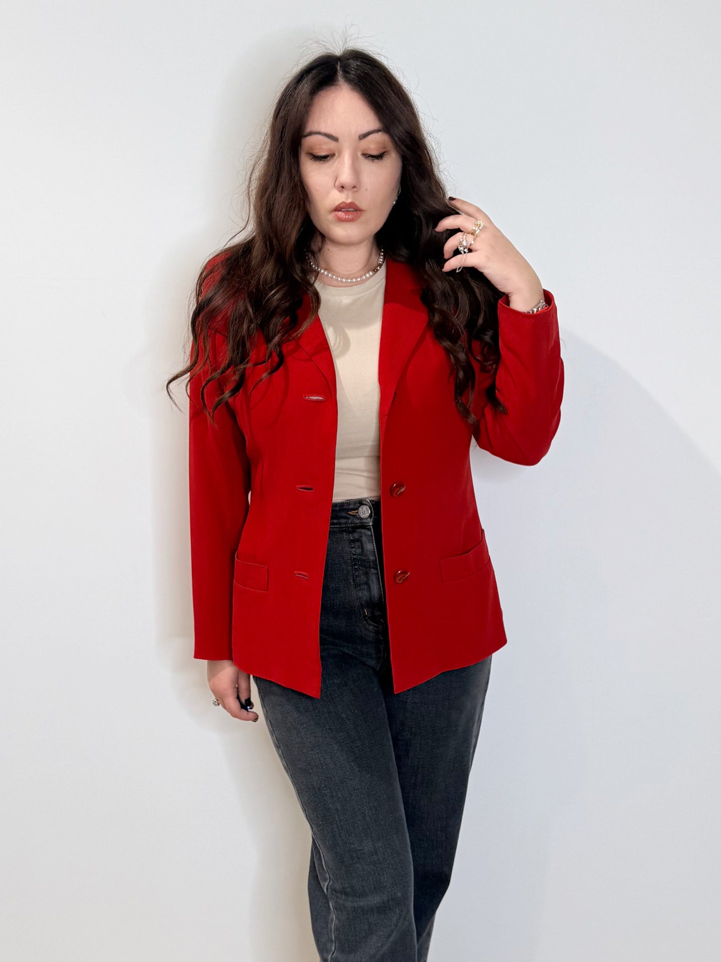 Giacca rossa in crepe