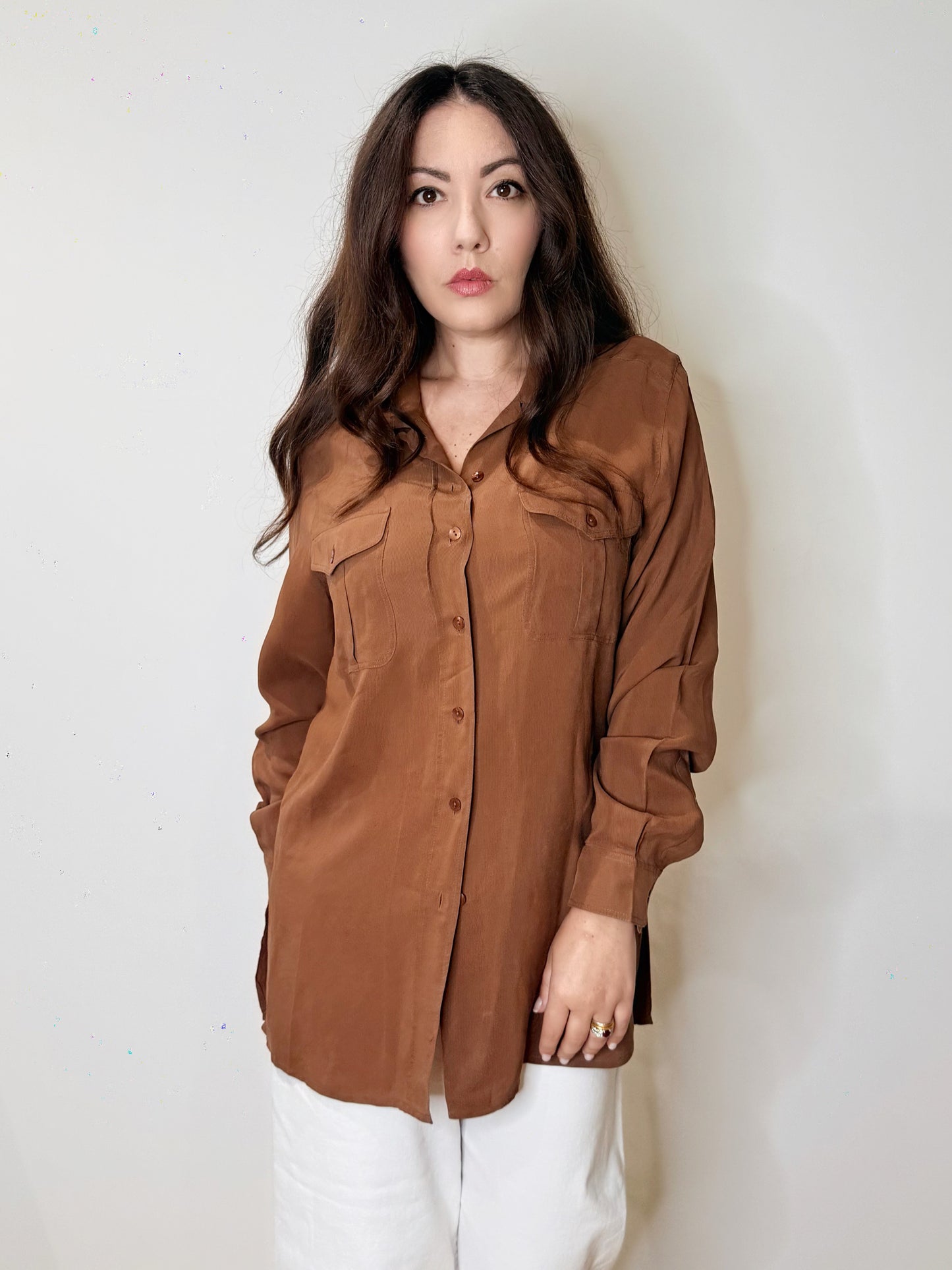 Camicia in seta cioccolato