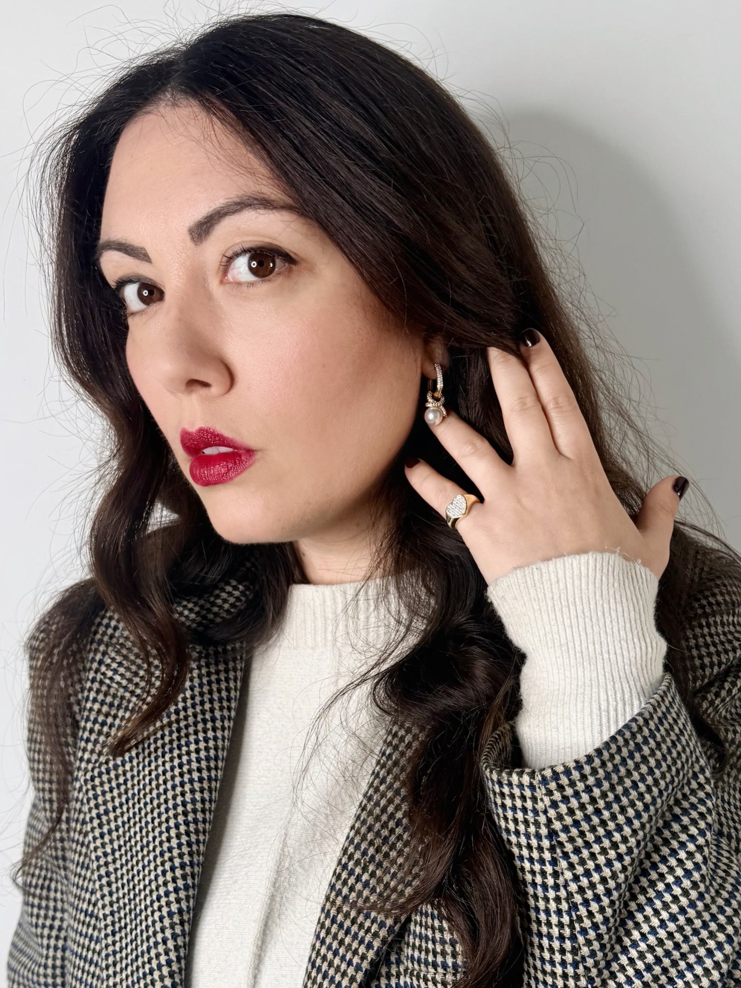 Orecchini strass e perla gold