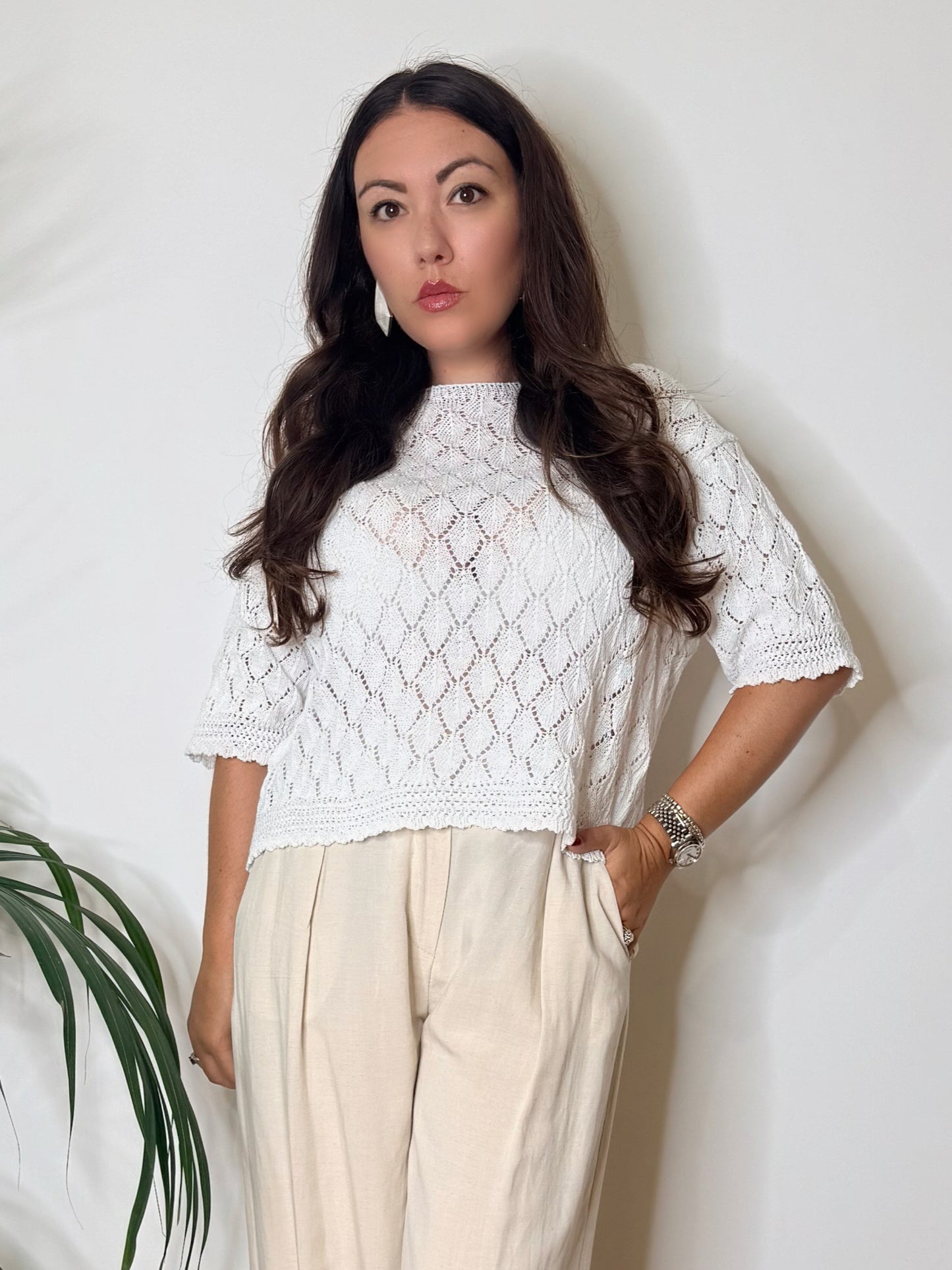 T-shirt in maglia traforata