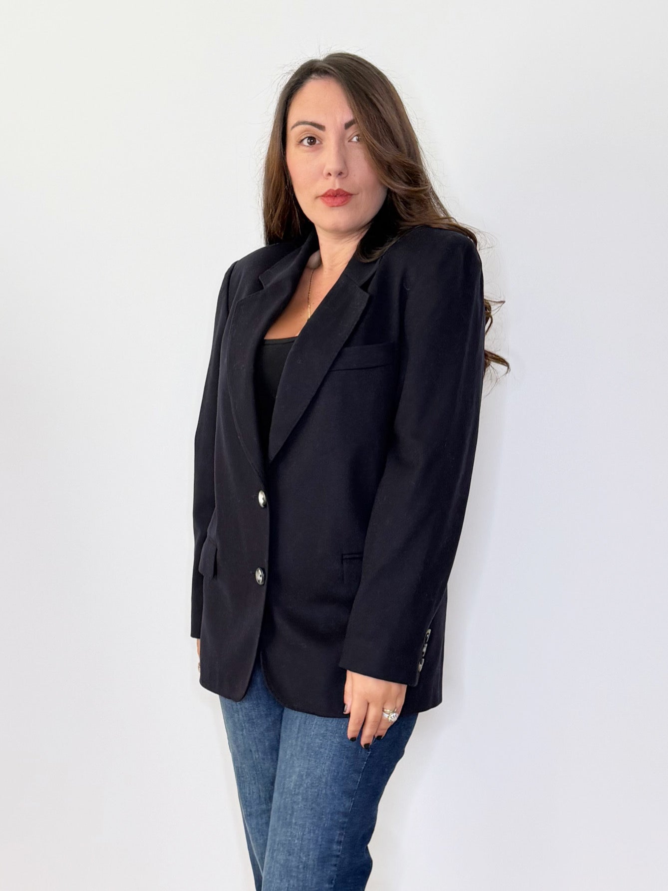 Giacca blu notte lana e cashmere