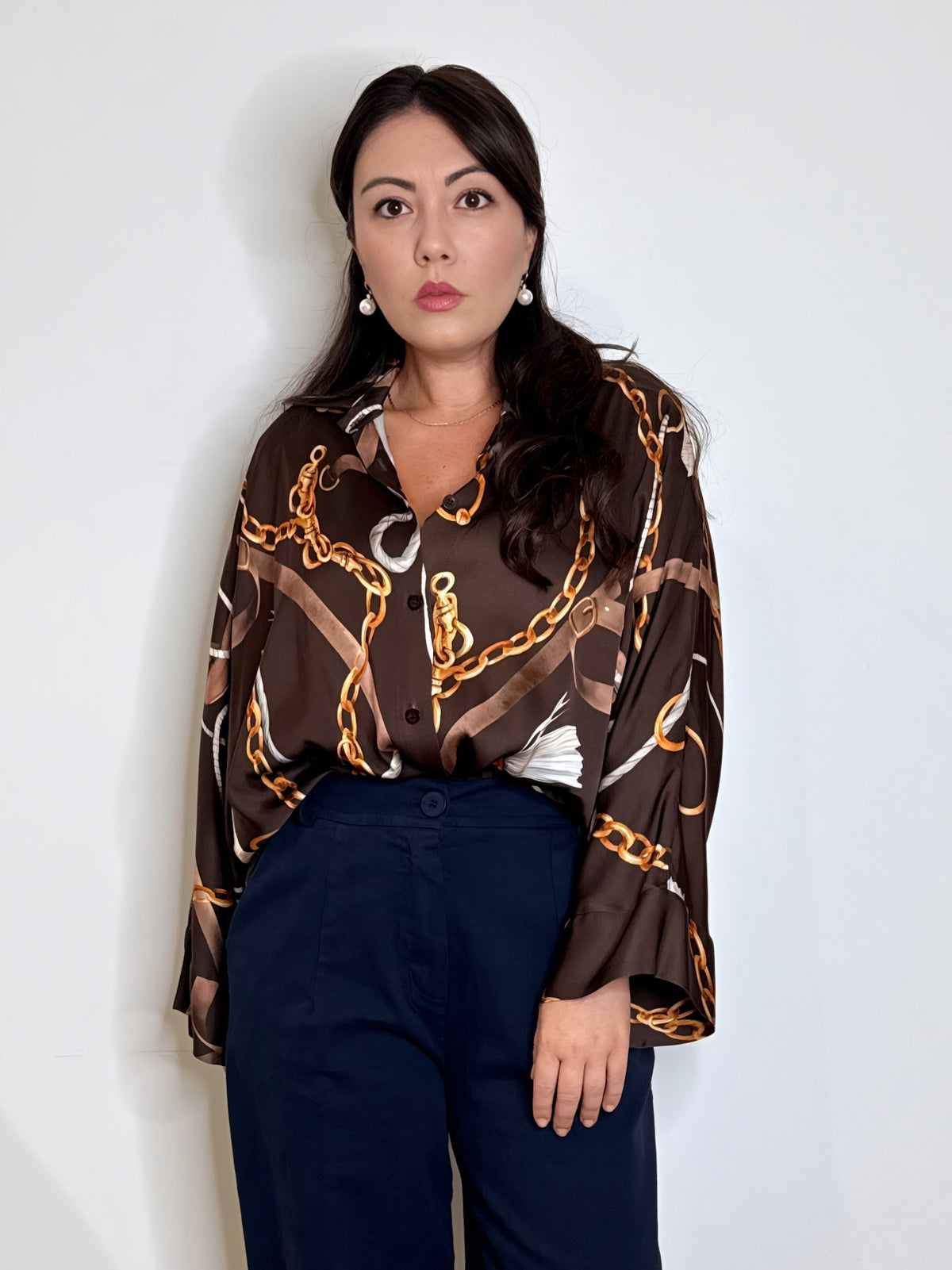 Camicia satinata stampata
