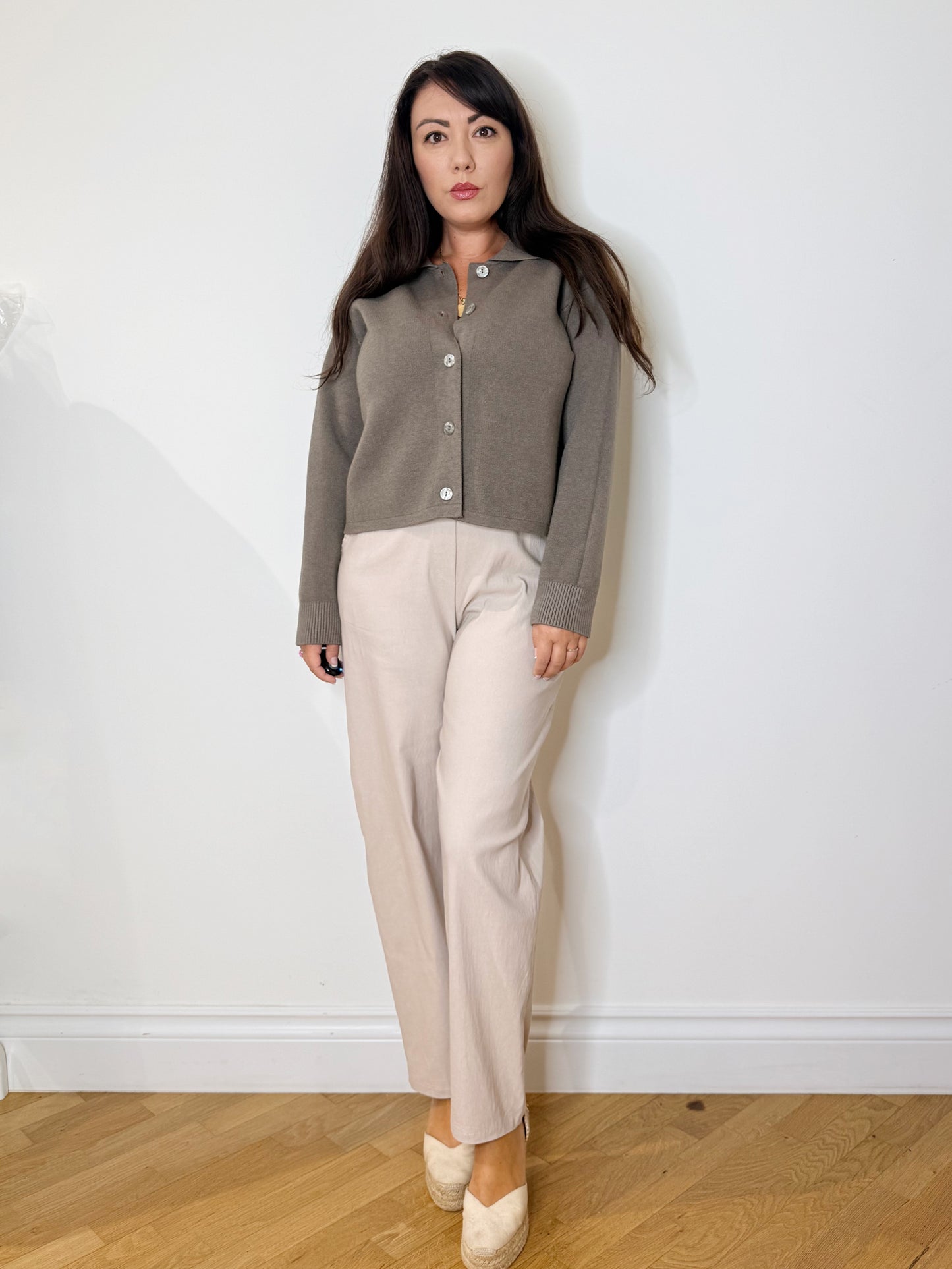 Cardigan con collo polo Moka