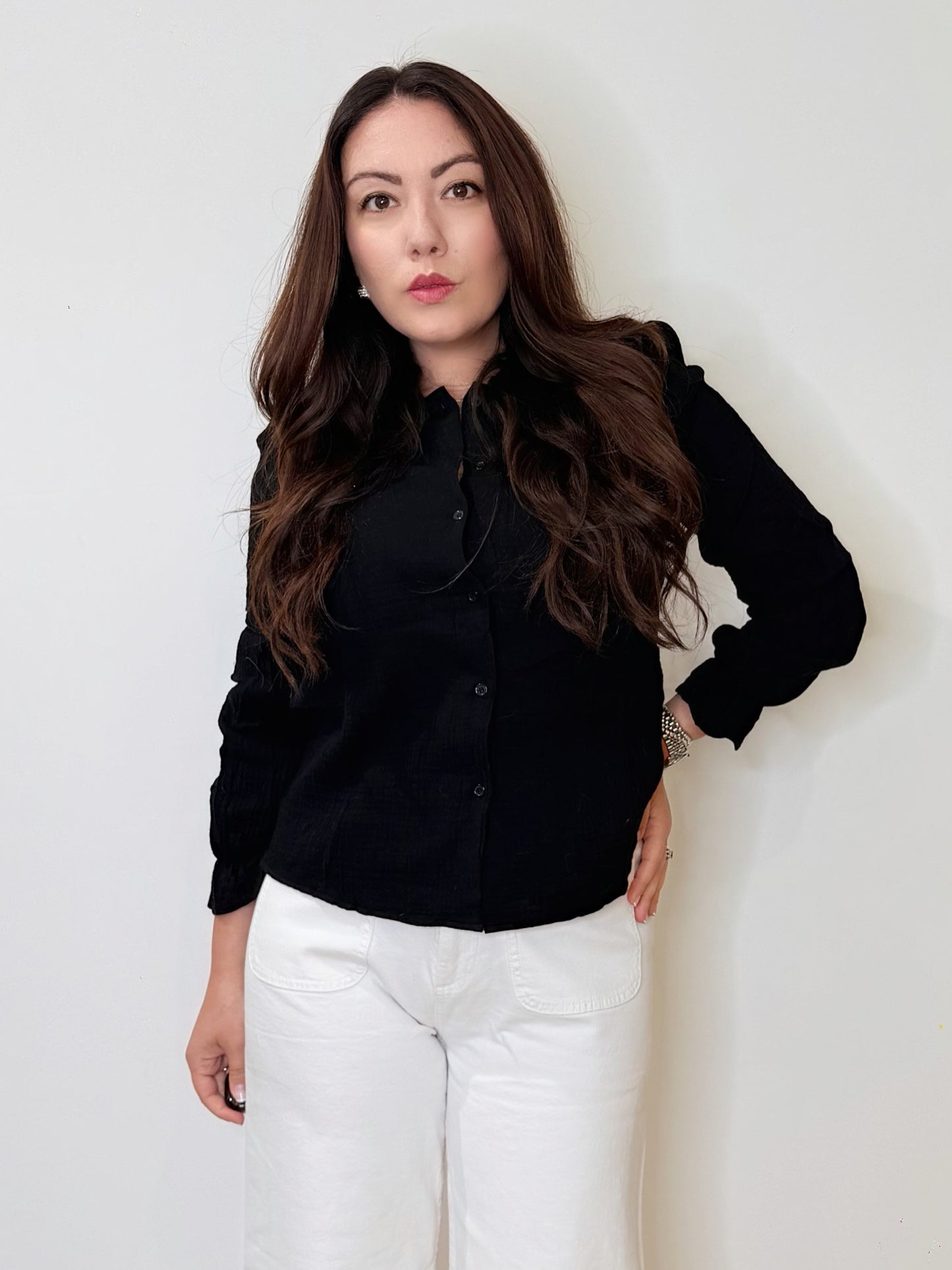 Camicia con collo bon ton
