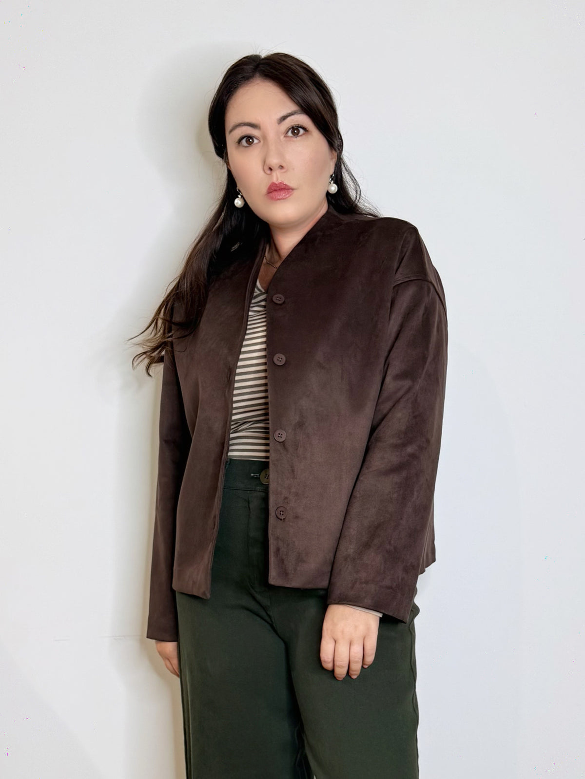 Giacca corta in suede sintetico
