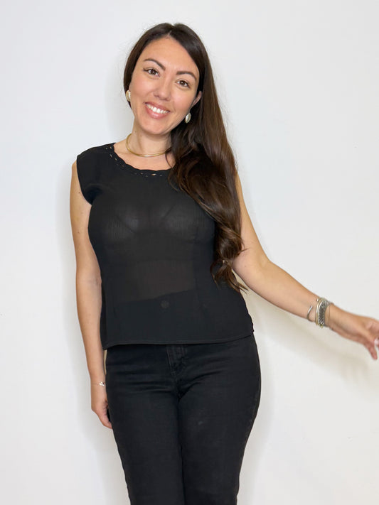 Maglia nera in 100% seta