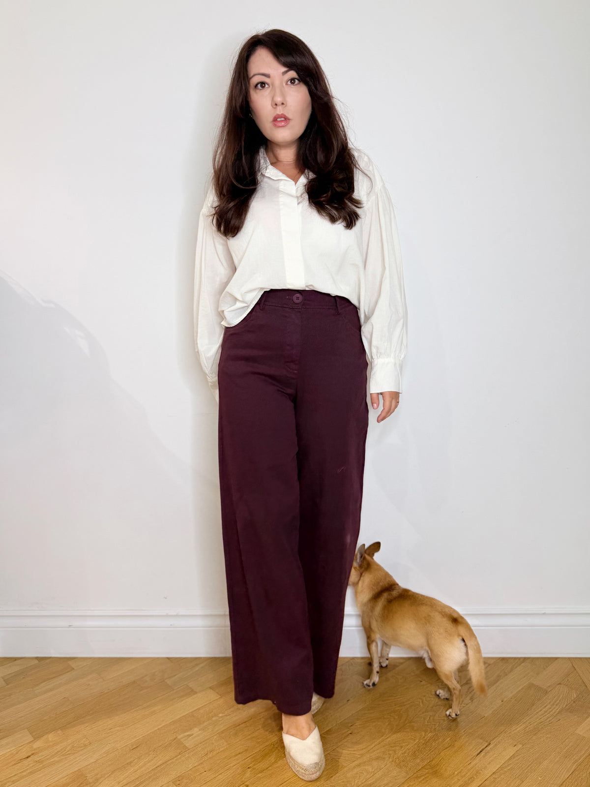 Pantalone in cotone jeans burgundy