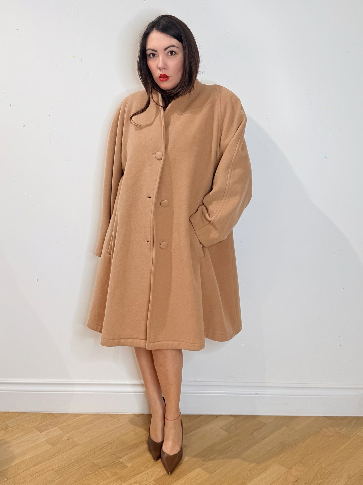 Cappotto camel in lana