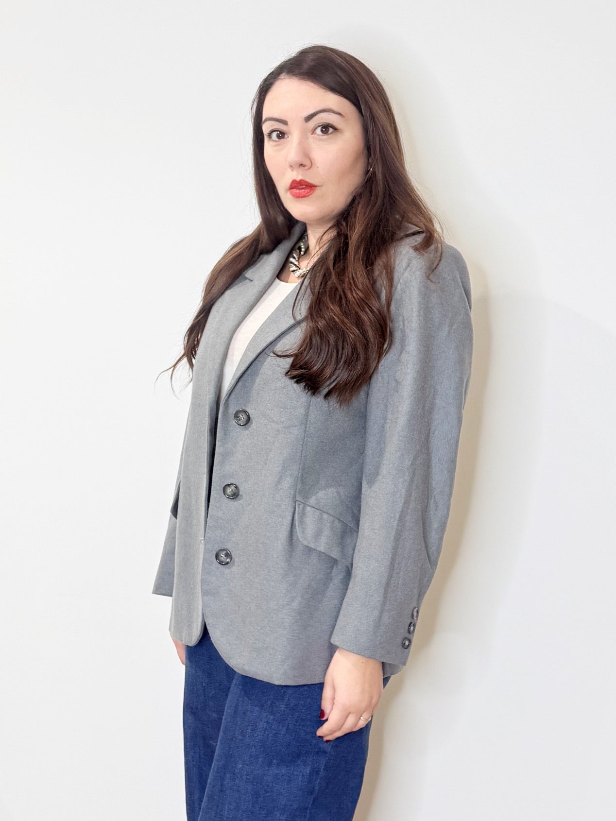 Giacca grigia dritta