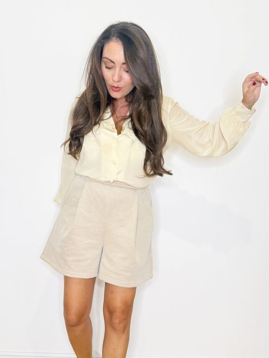 Shorts in piquet beige La Poetessa