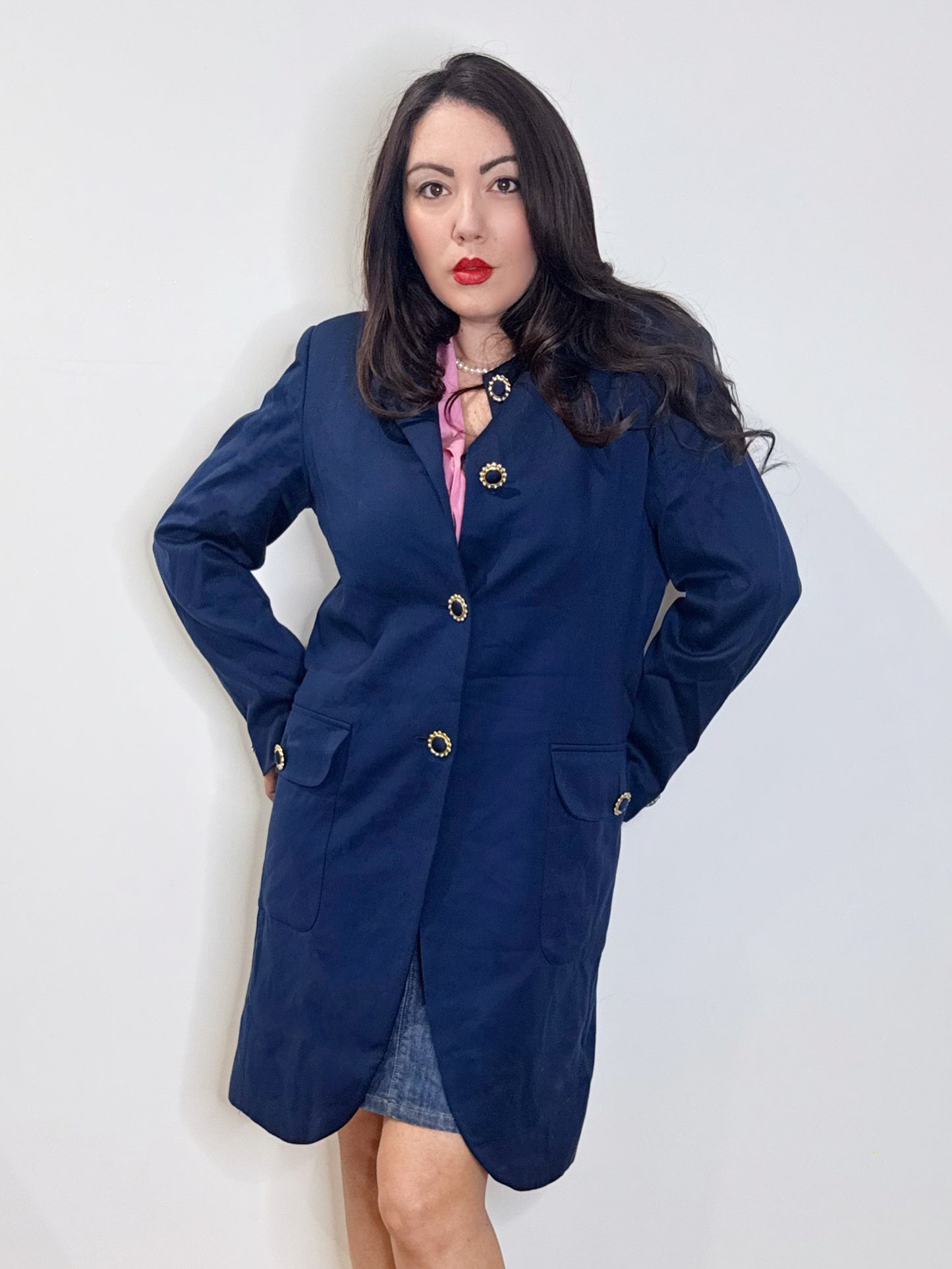 Spolverino in fresco lana blu