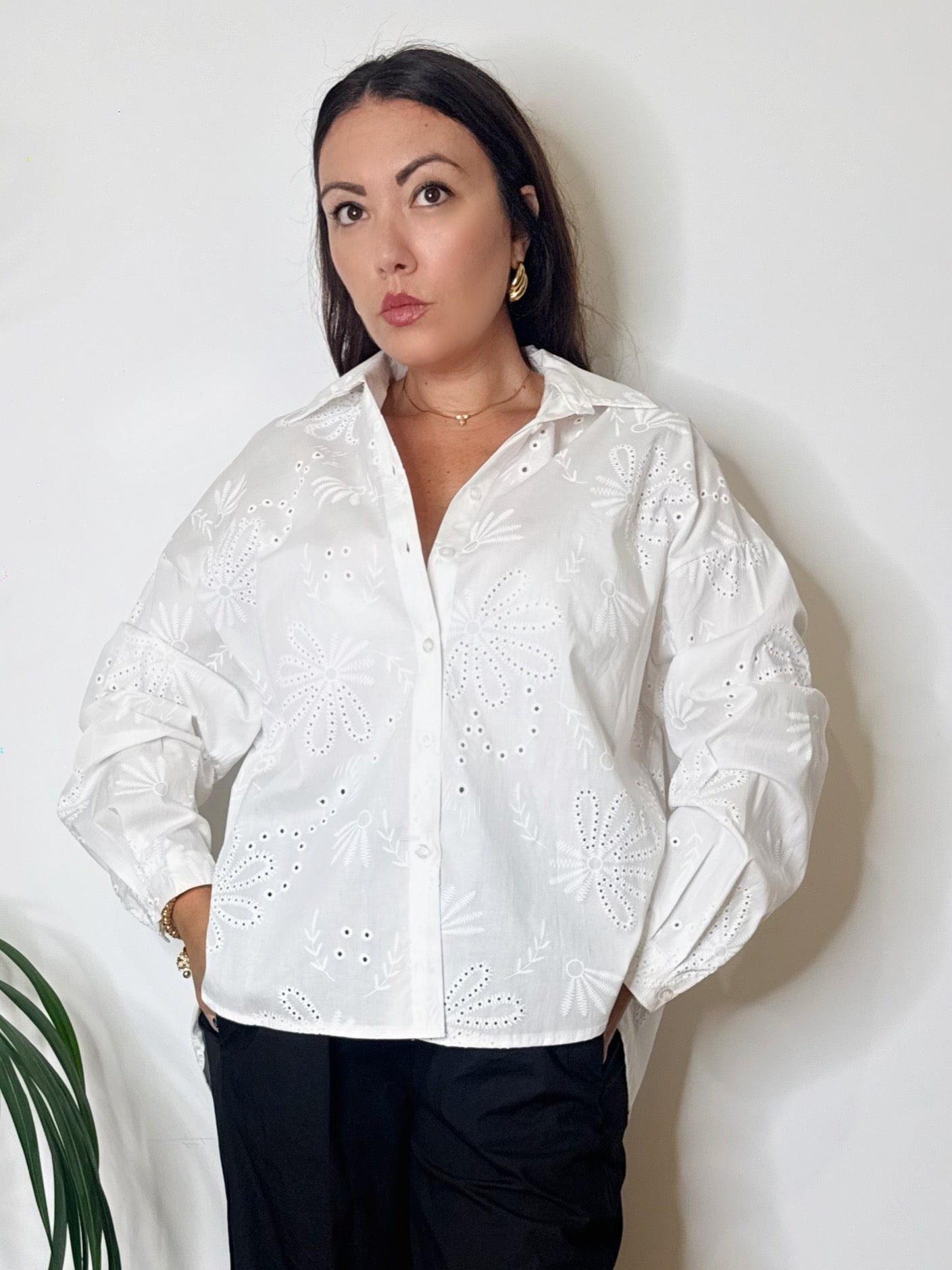 Camicia in pizzo sangallo