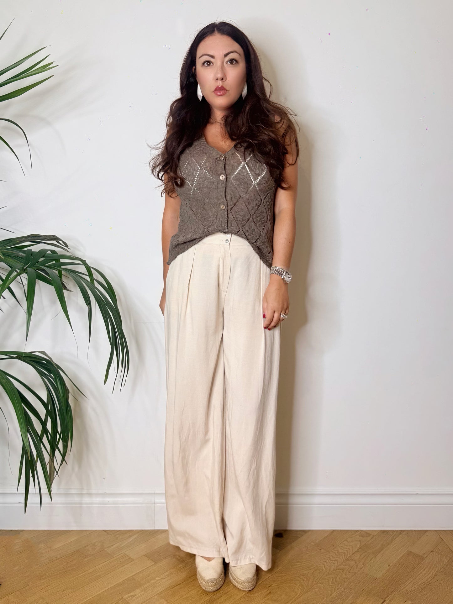 Gilet in maglia tortora