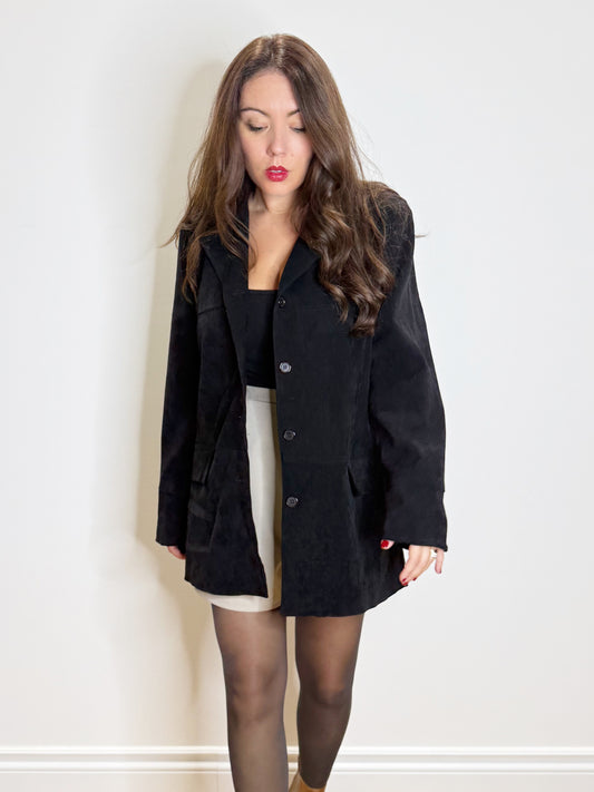 Giacca nera in simil suede
