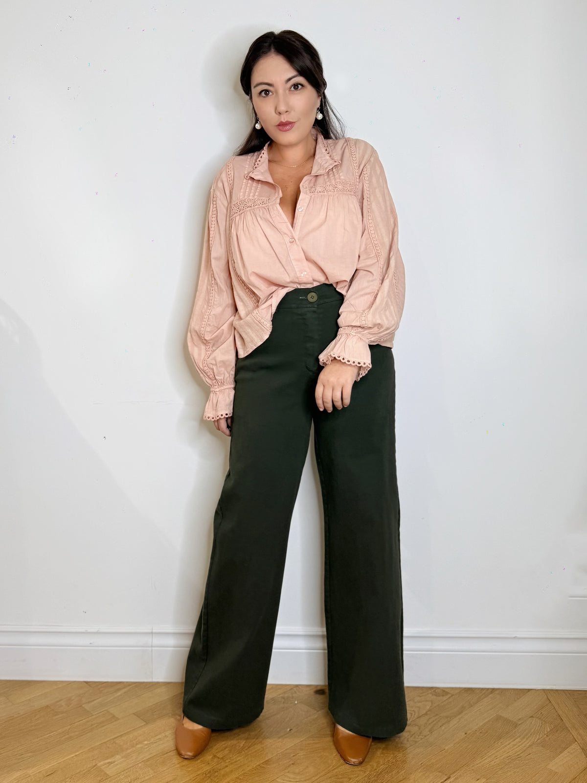 Pantalone in cotone jeans verde