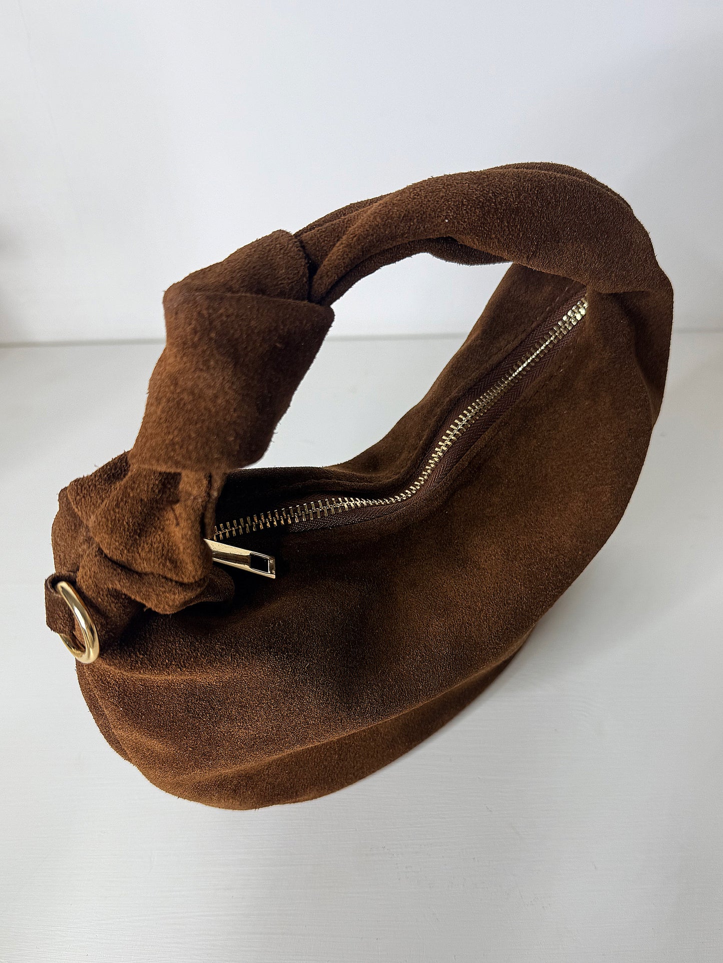 Borsa NODO in suede marrone