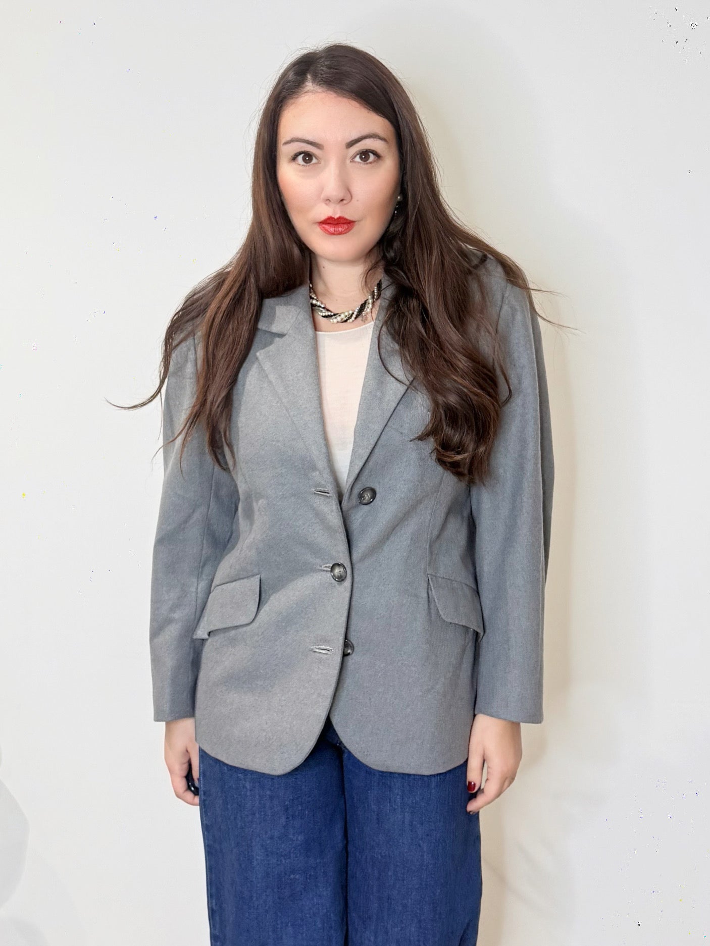 Giacca grigia dritta