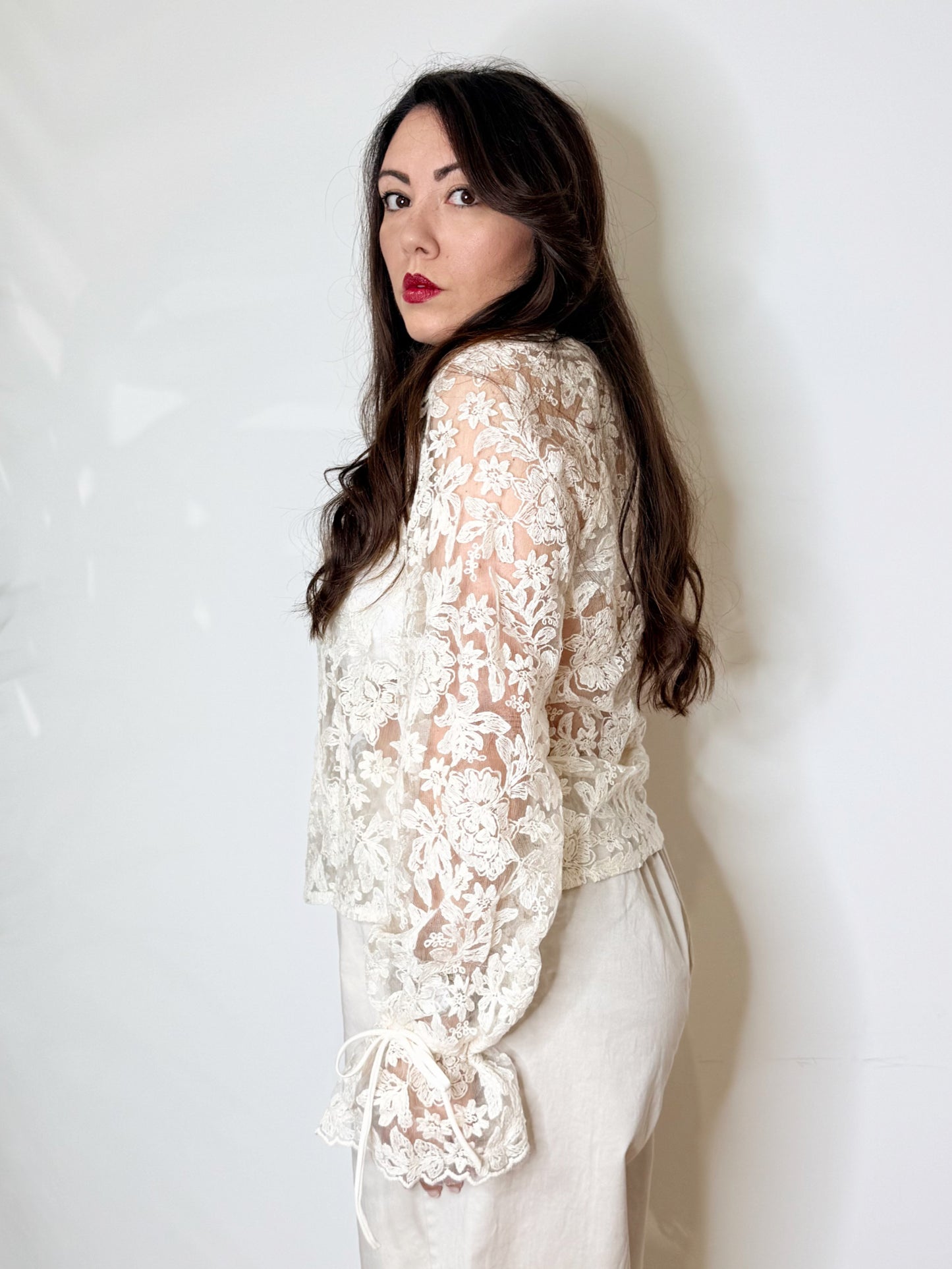 Camicia lavorata avorio