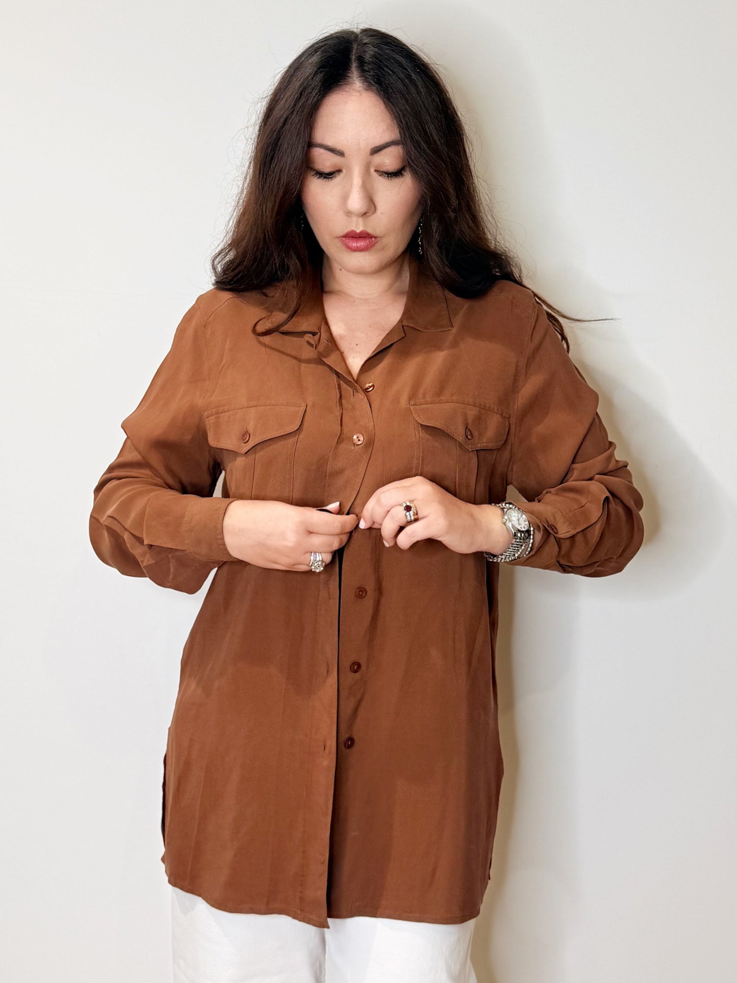 Camicia in seta cioccolato