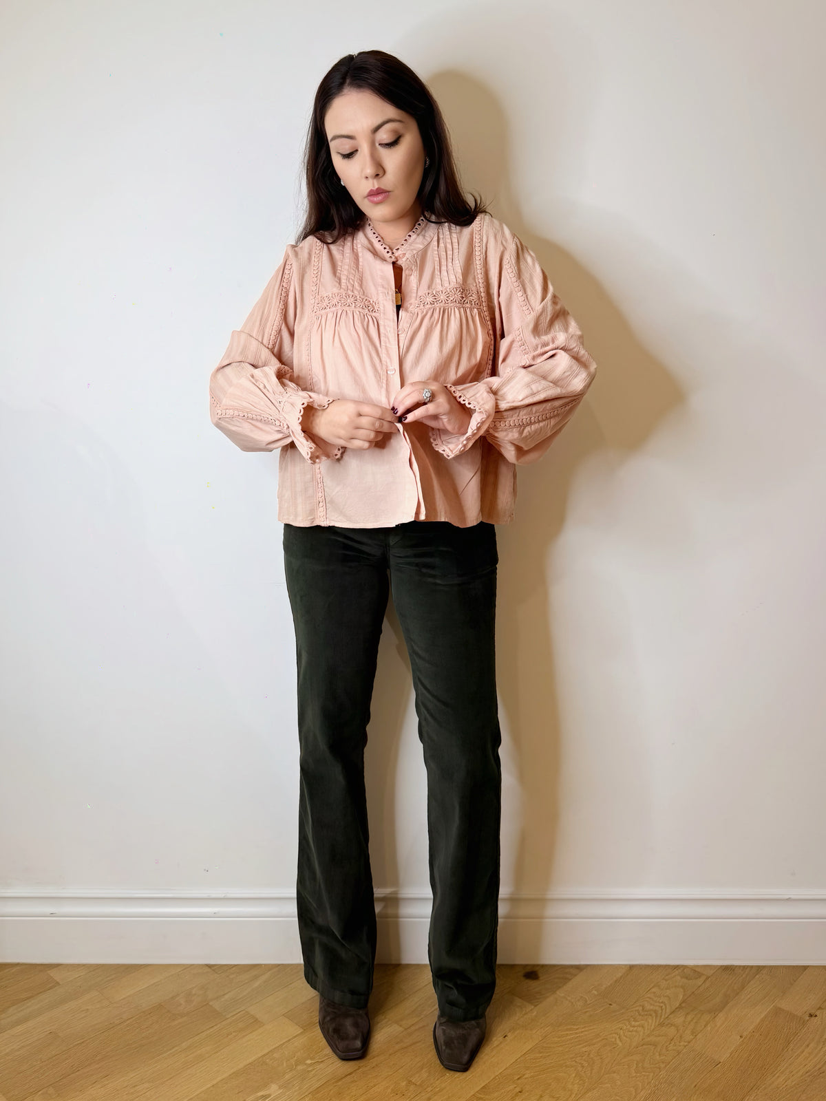 Camicia bohemien rosa tenue