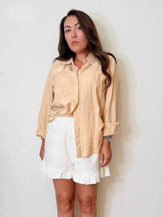 Camicia Vintage albicocca 100% Lino