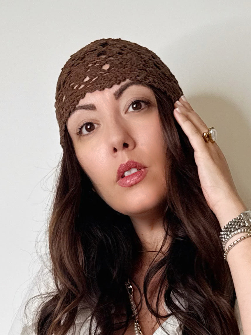 Cappello crochet cioccolato
