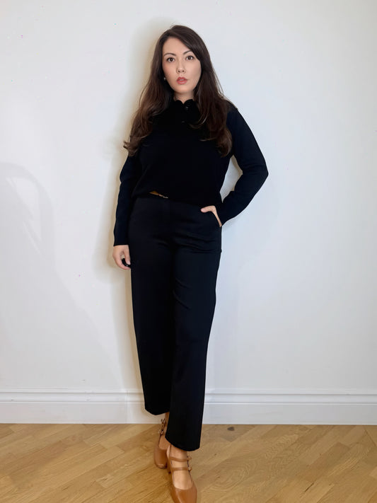 Pantalone barrel nero in punto Milano