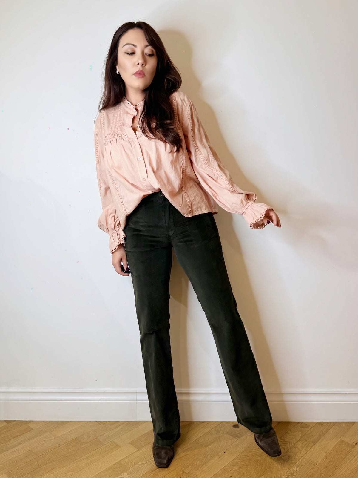 Camicia bohemien rosa tenue