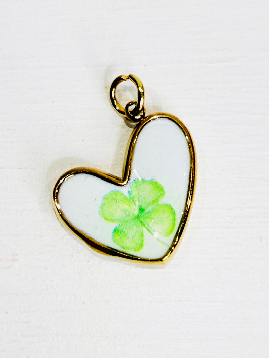 Ciondolo cuore quadrifoglio