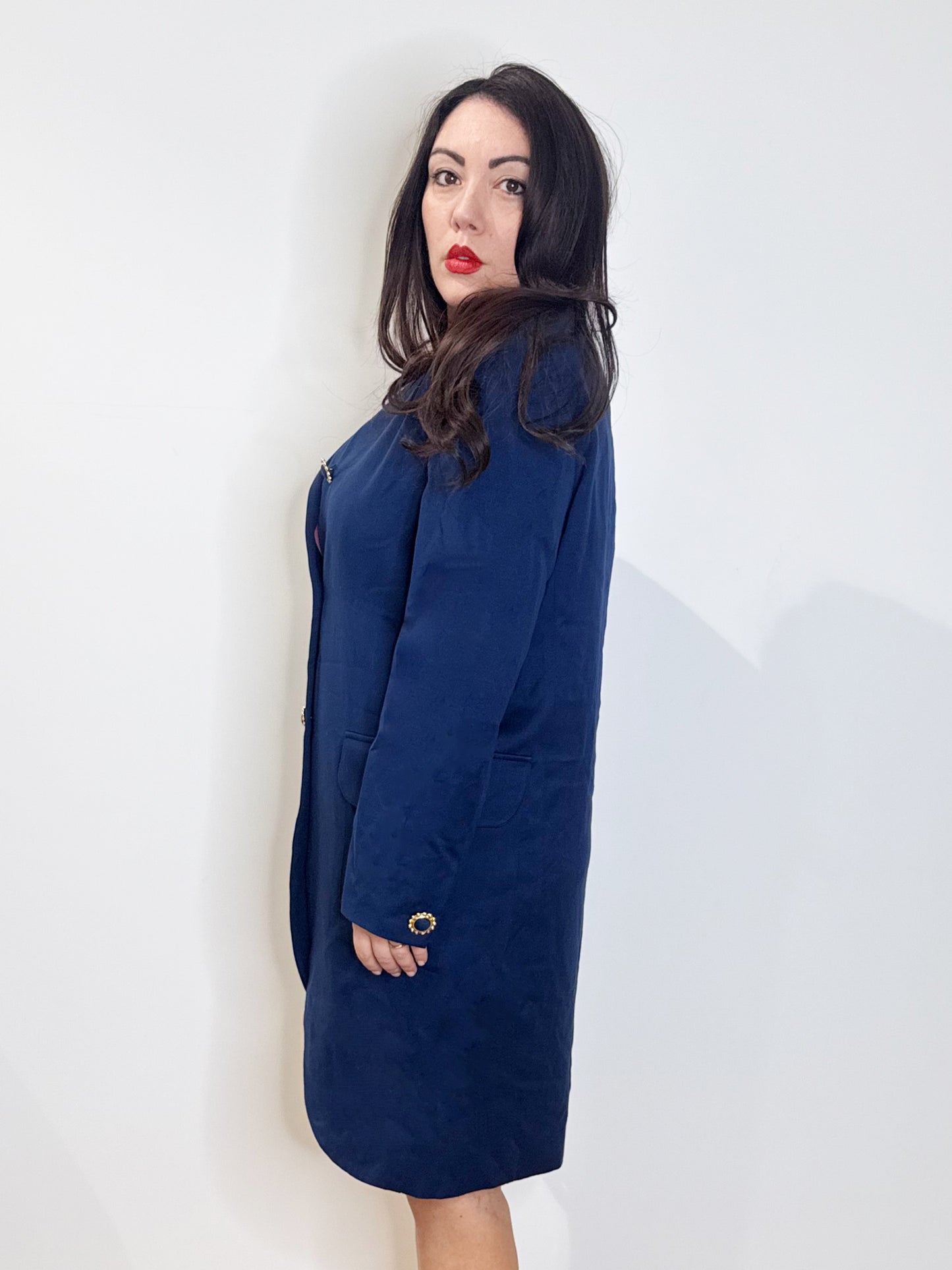 Spolverino in fresco lana blu