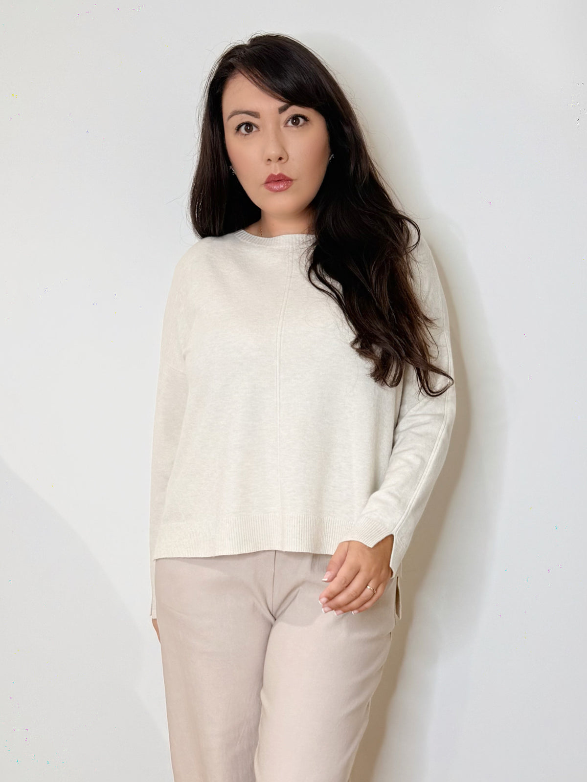 Maglia svasata panna