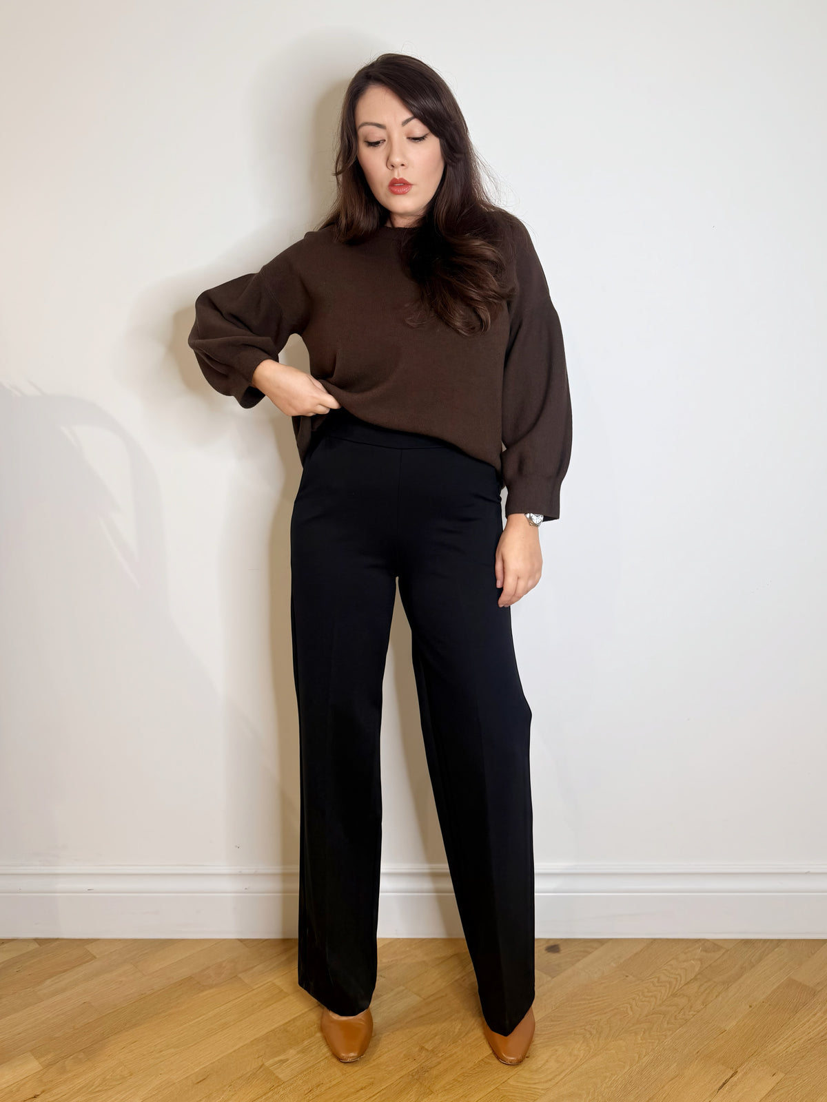 Pantalone palazzo in punto Milano nero