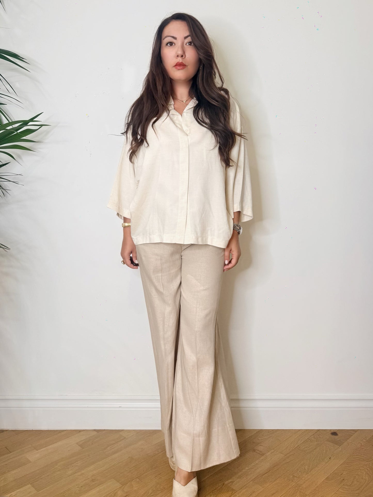 Pantalone palazzo misto lino