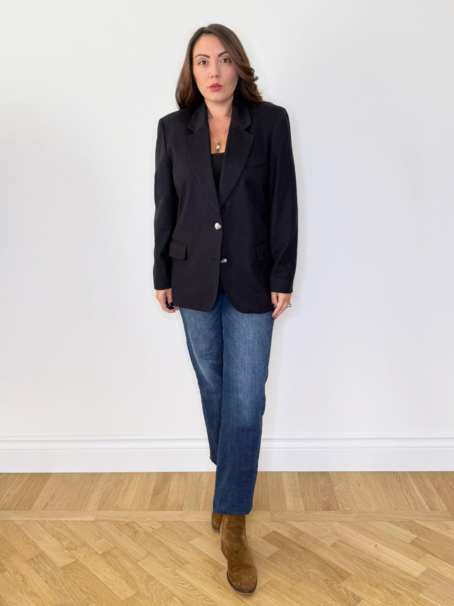 Giacca blu notte lana e cashmere