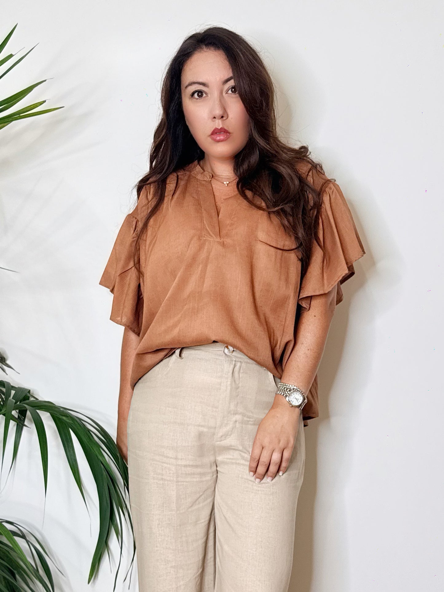 Blusa over misto lino