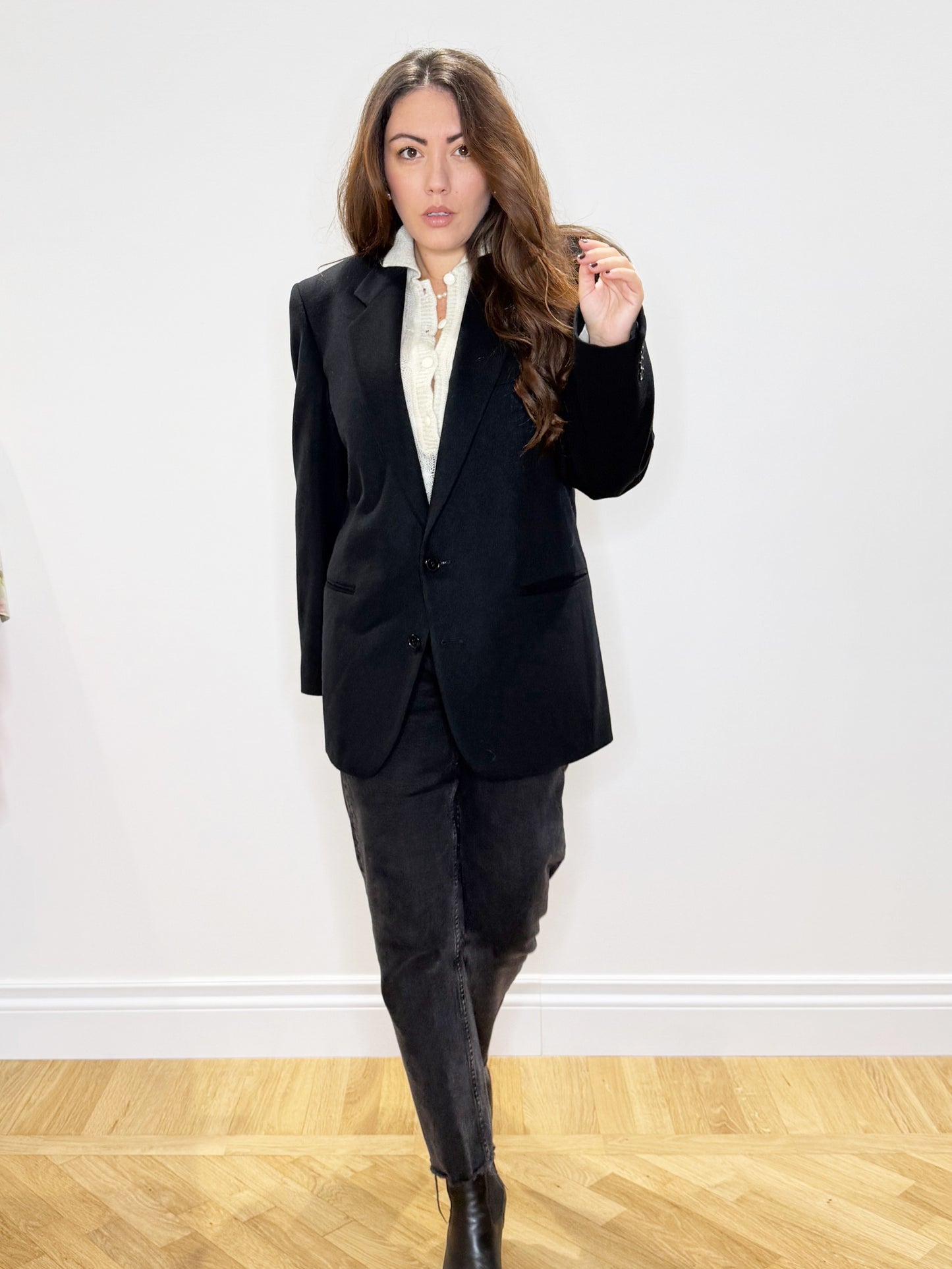 Giacca nera lana e cashmere