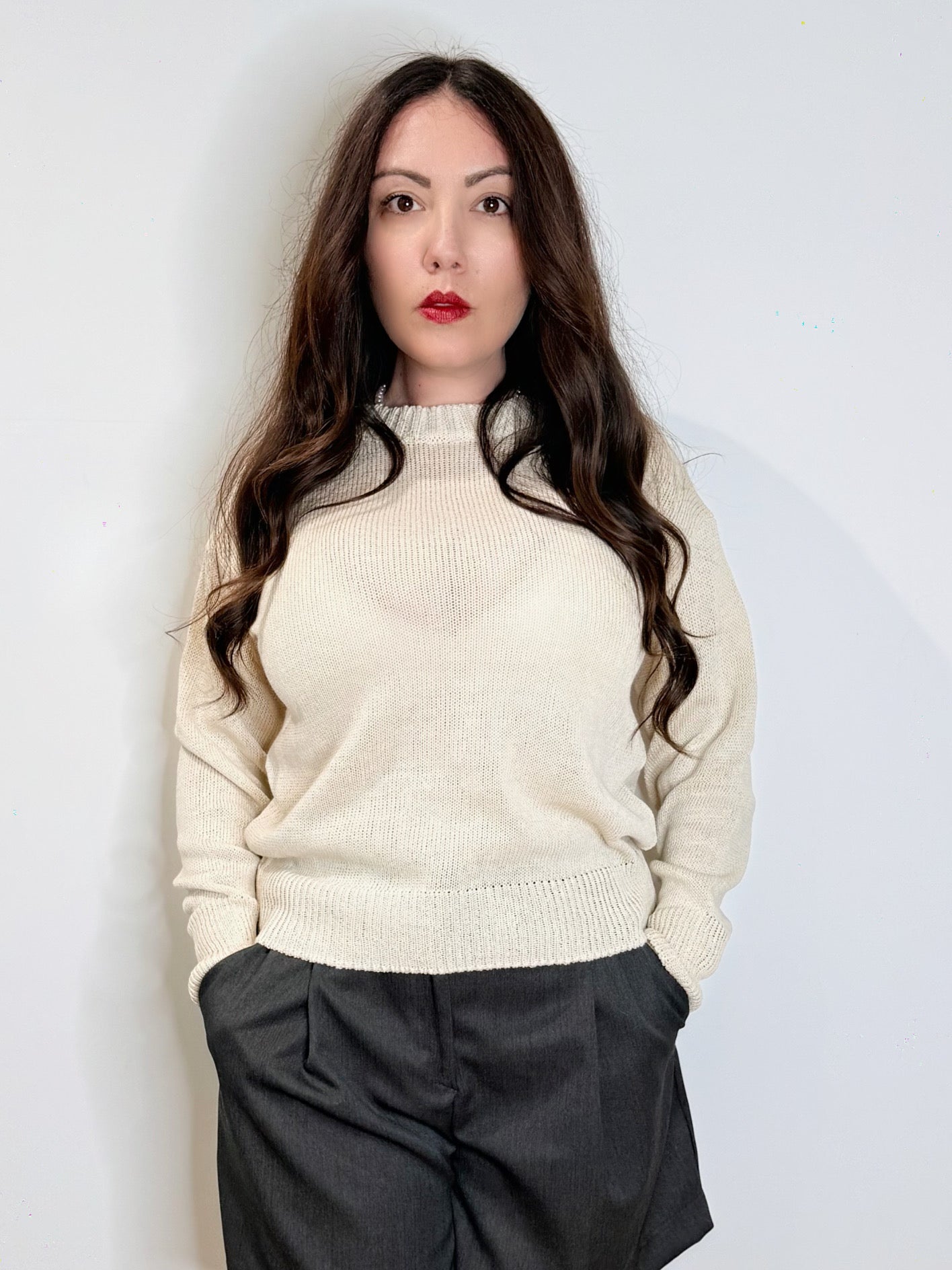 Maglia in 100% cotone panna