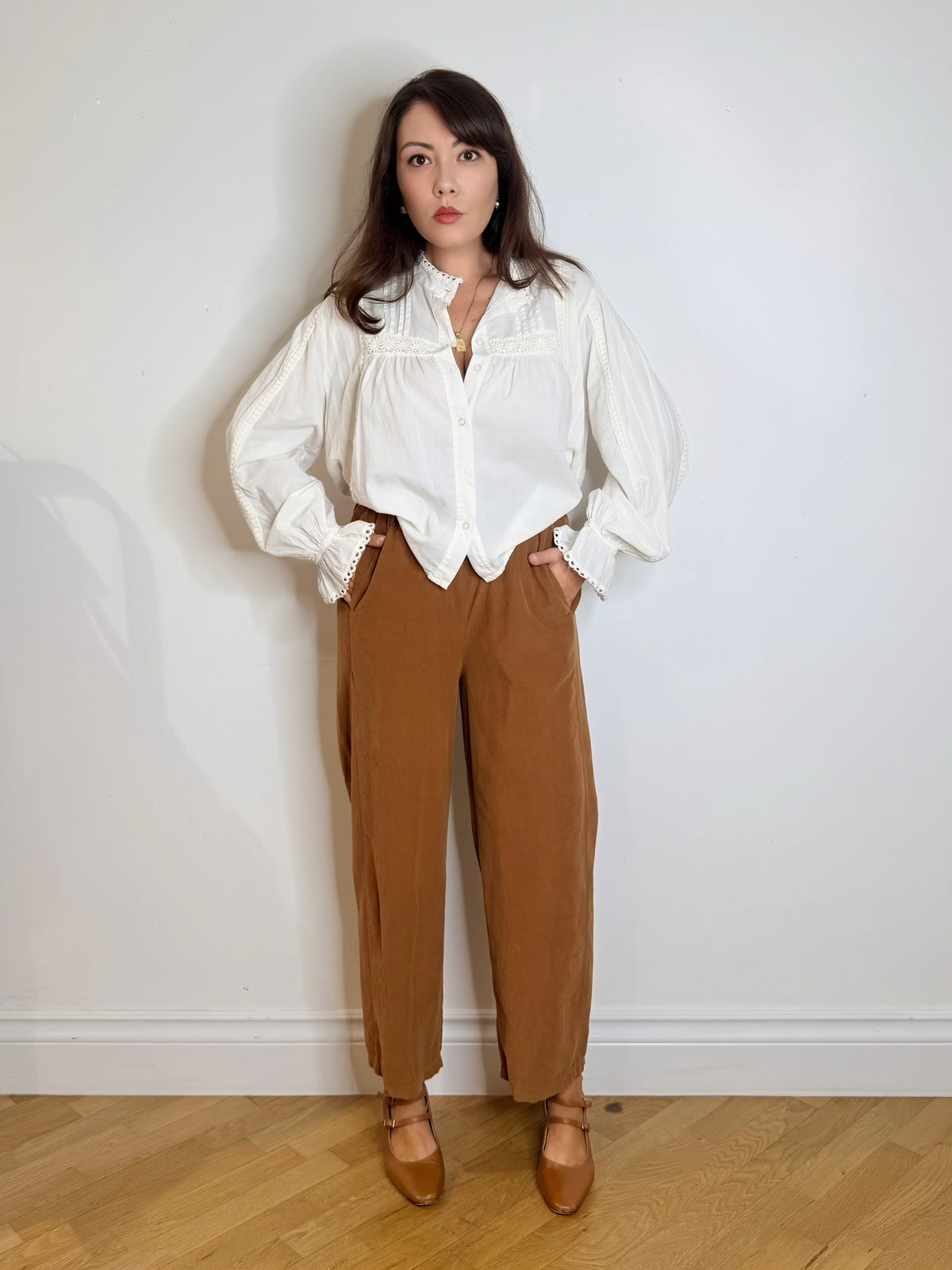 Camicia bohemien bianca 100% cotone