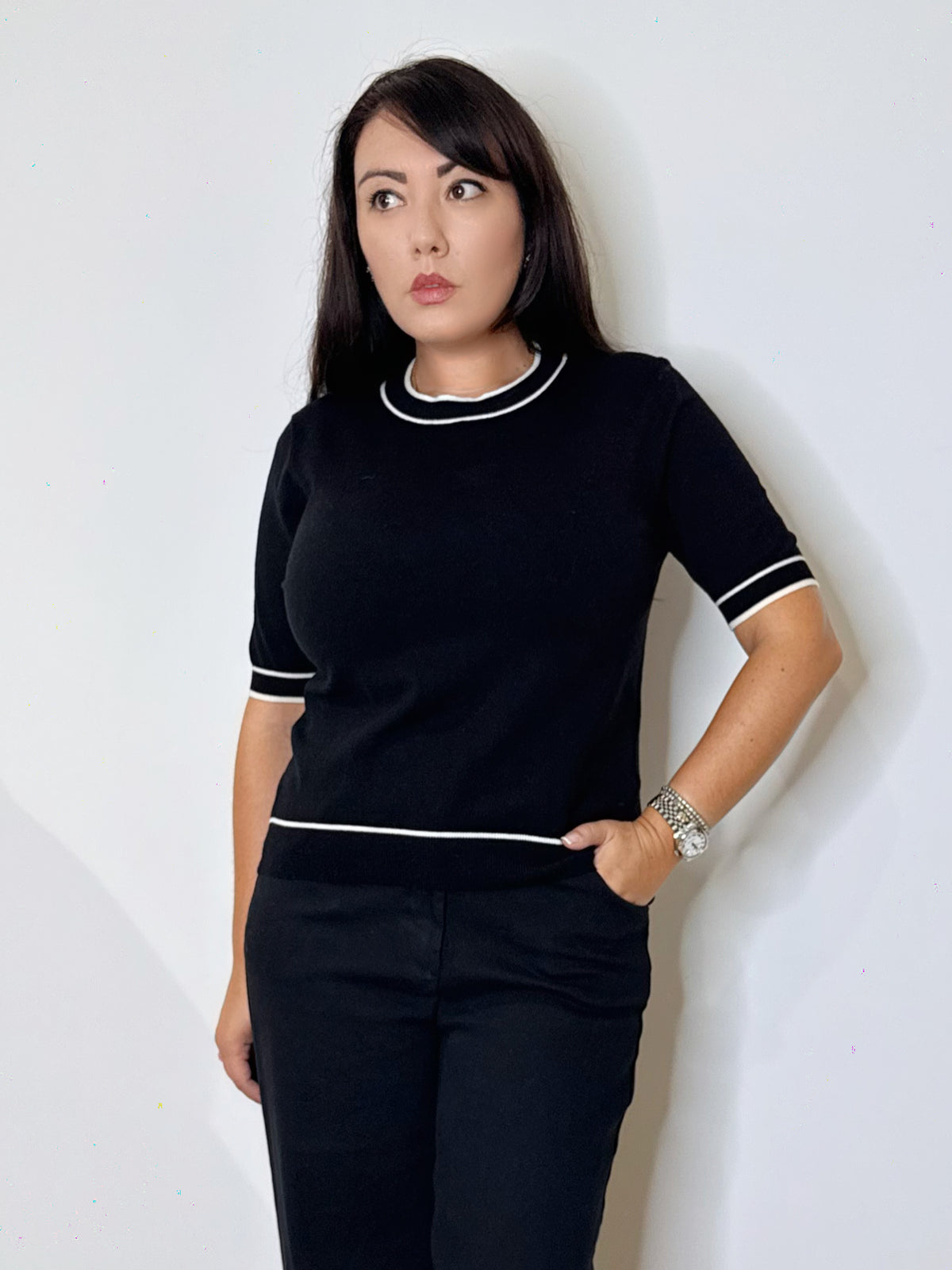 Maglia con profili a contrasto