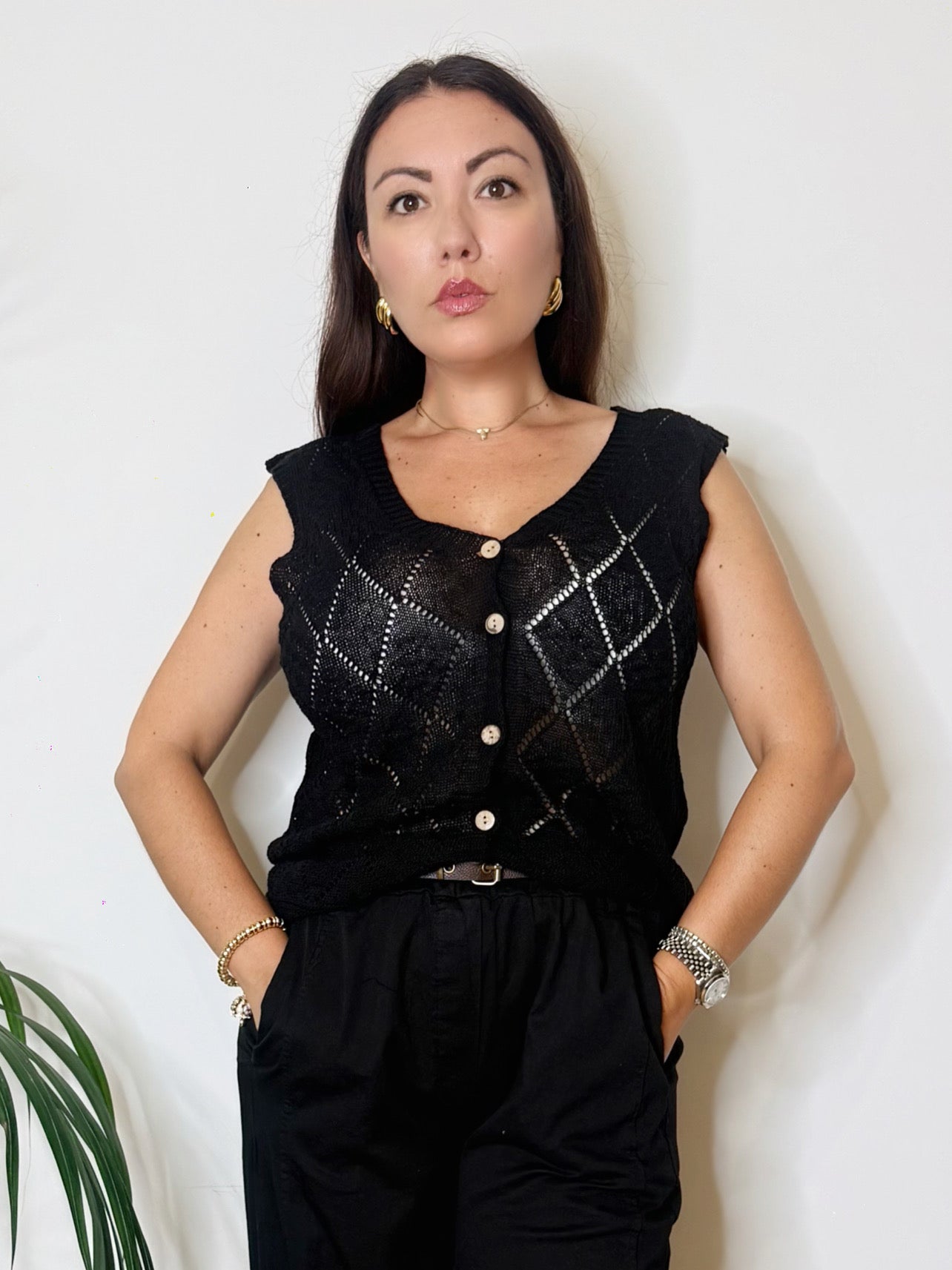 Gilet in maglia nera