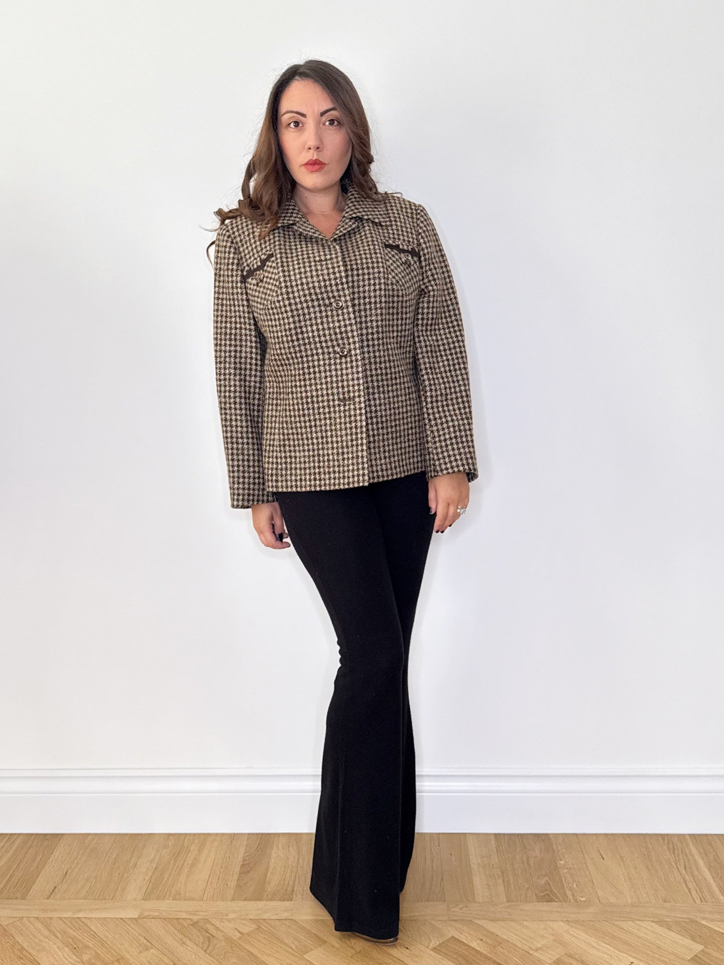 Giacca pied de poule in lana