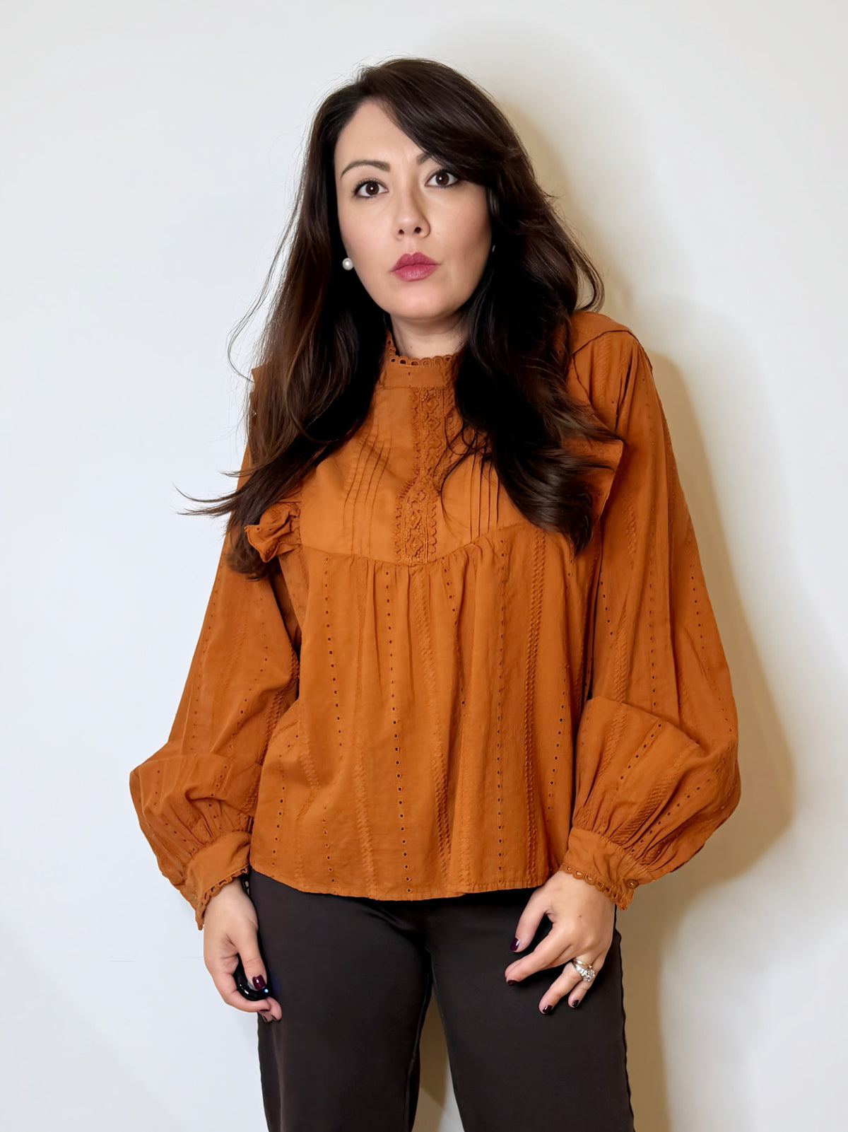 Camicia bohemien cotone zucca