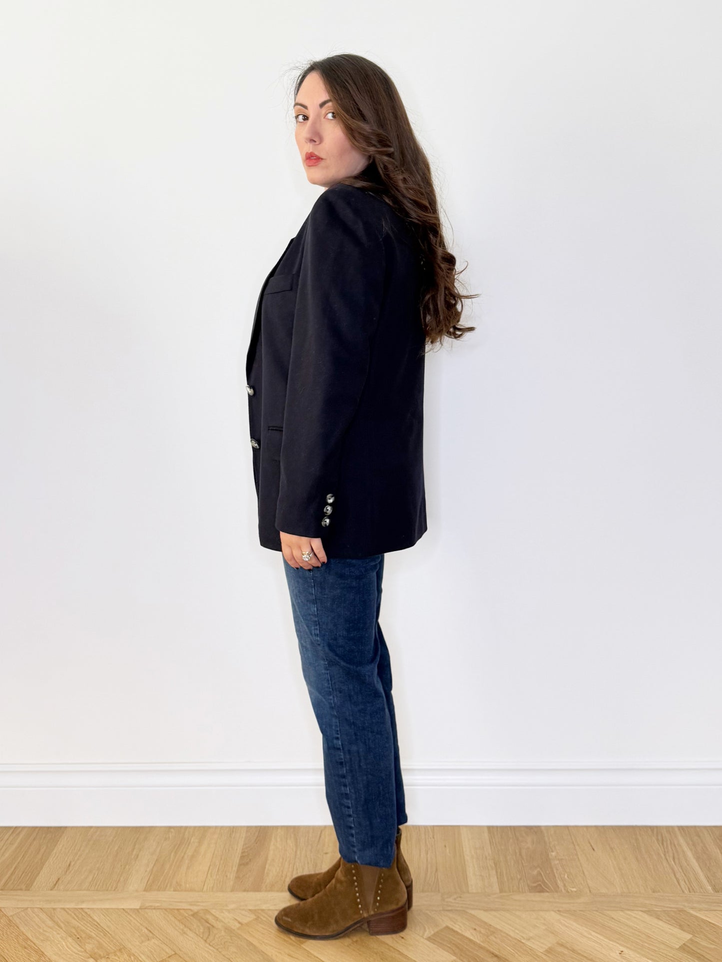 Giacca blu notte lana e cashmere